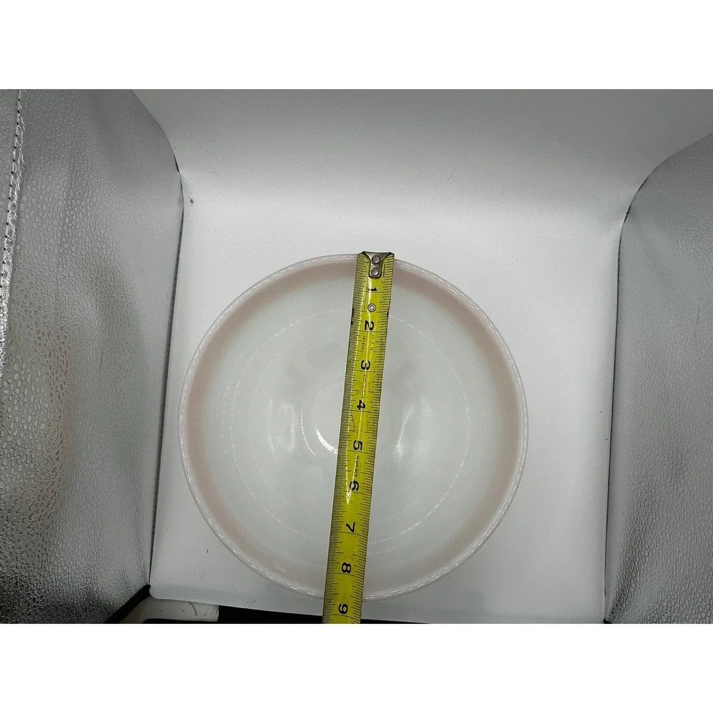 Fire-King Milk Glass Mixing Bowl Peach‎ Band Vintage Oven Ware 8.5 Inch USA